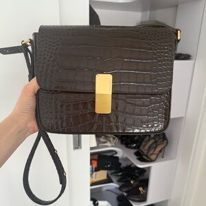 Atelier auguste croc Crossbody Bag with Gold Clasp